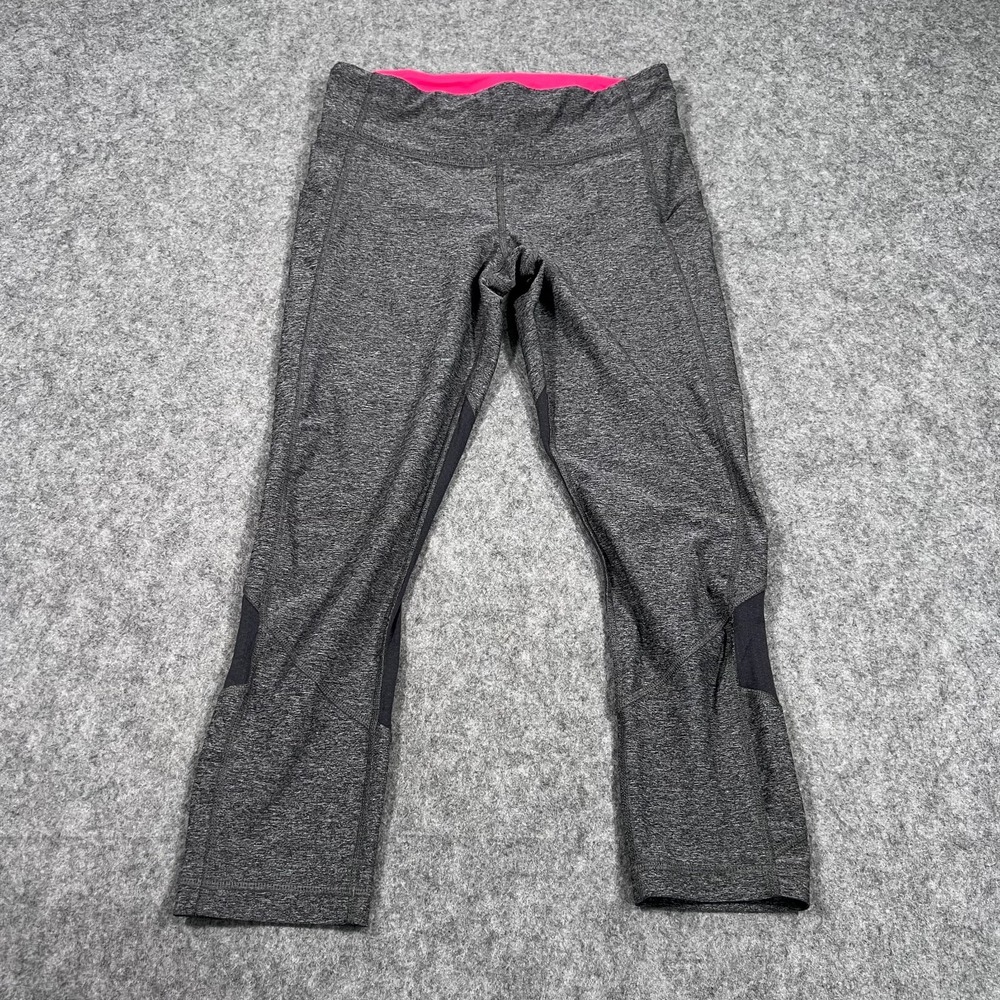 Lululemon Athletica Heathered Black Deep Coal Bloom Juice Pace Rival Crop 22" 6